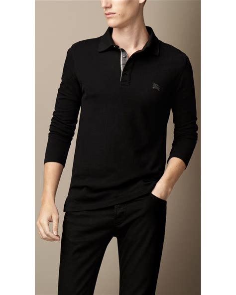 burberry long sleeved collard polo|Burberry black long sleeve shirt.